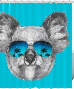 Koala and Palm Tree Hawaii Shower Curtain for Ocean Bathroom Decor