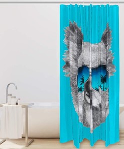 Koala and Palm Tree Hawaii Shower Curtain for Ocean Bathroom Decor
