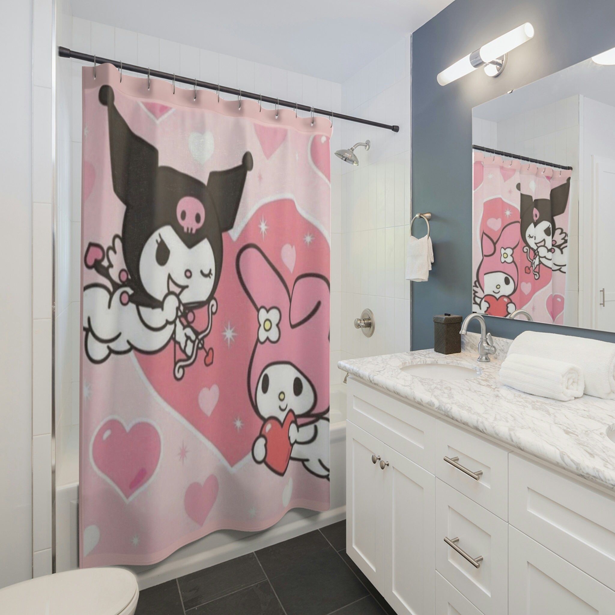 Kuromi and My Melody Cute Shower Curtain for Bathroom