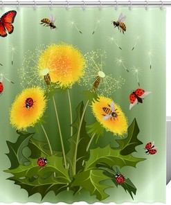 Ladybugs and Butterfly Eco-Friendly Shower Curtain - Beautiful and Durable Bathroom Decor
