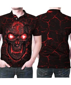 Lava Skull Fireball 3D Printed Graphic Polo Shirt - Perfect for Lovers of Skulls!