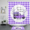 Lavender Plaid Truck Dragonfly Shower Curtain - Bathroom Decor