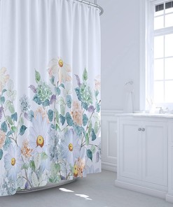 Leaf Flowers Floral Shower Curtain for Bathroom Decor