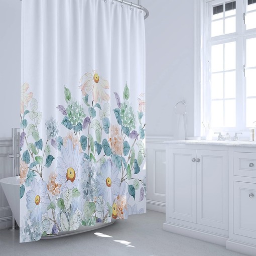 Leaf Flowers Floral Shower Curtain for Bathroom Decor