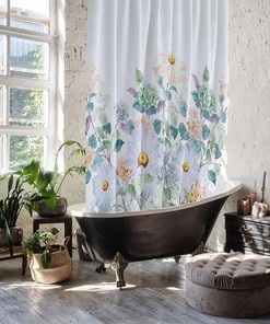 Leaf Flowers Floral Shower Curtain for Bathroom Decor