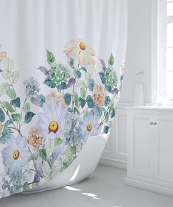 Leaf Flowers Floral Shower Curtain for Bathroom Decor
