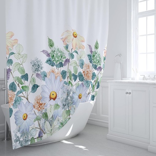 Leaf Flowers Floral Shower Curtain for Bathroom Decor