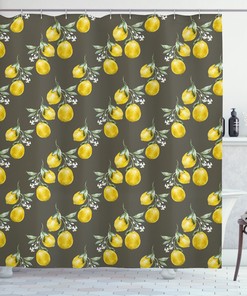 Lemon Branches Growth Shower Curtain - Nature Bathroom Decor with Prints