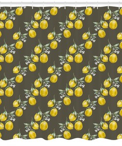Lemon Branches Growth Shower Curtain - Nature Bathroom Decor with Prints