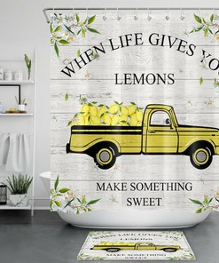 Lemon Farm Truck Shower Curtain for Bathroom Decor