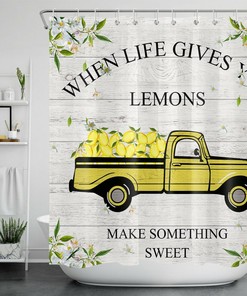Lemon Farm Truck Shower Curtain for Bathroom Decor