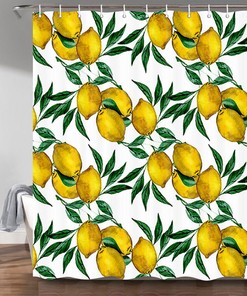 Lemon Pattern Shower Curtain for Summer Bathroom Decor - Home Decor