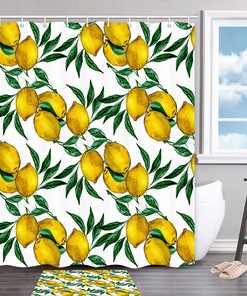 Lemon Pattern Shower Curtain for Summer Bathroom Decor - Home Decor