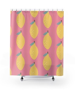 Lemon Pattern Summer Shower Curtain for Bathroom Decor