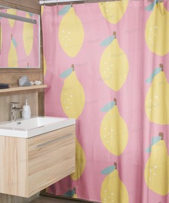 Lemon Pattern Summer Shower Curtain for Bathroom Decor