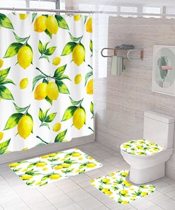 Lemon Themed Shower Curtain, Elegant Bathroom Decor