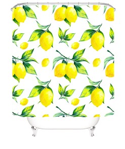 Lemon Themed Shower Curtain, Elegant Bathroom Decor