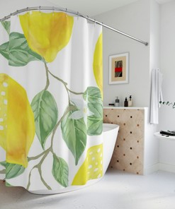 Lemon Tree Watercolor Shower Curtain, Fresh Bathroom Decor