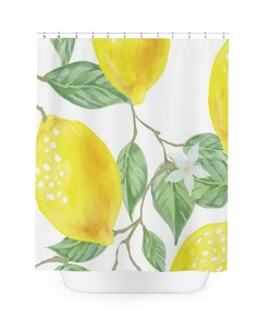 Lemon Tree Watercolor Shower Curtain, Fresh Bathroom Decor