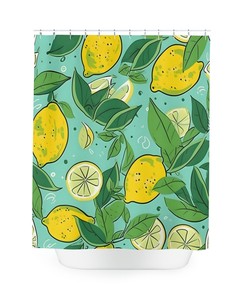 Lemon and Flower Shower Curtain - Refreshing Bathroom Decor with Waterproof Fabric