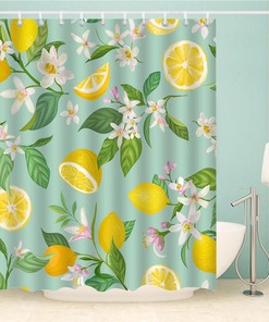 Lemon and Plants Bathroom Shower Curtain - Perfect for a Tastefully Decorated Bathroom