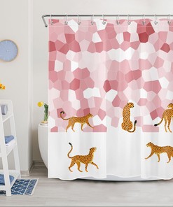 Leopard Animal Print Shower Curtain - Rose Geometric Bathroom Decor
