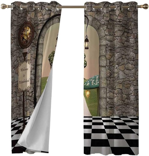 Light Blocking Alice in Wonderland Curtain for Darkening Room Decor