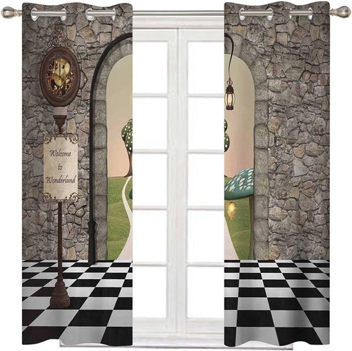 Light Blocking Alice in Wonderland Curtain for Darkening Room Decor
