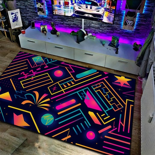 Light Up Pattern Neon Art Stickers Rug - Add a Vibrant Touch to Your Home Decor