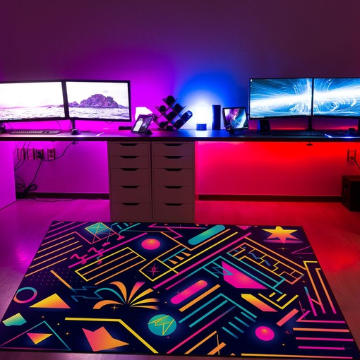 Light Up Pattern Neon Art Stickers Rug - Add a Vibrant Touch to Your Home Decor