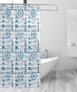 Lighthouses Seagull Anchors Shower Curtain - Modern Home Bathroom Hotel Spa Decorations