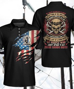 Lineman Skull American Flag Polo Shirt - Perfect Gift for Fans!