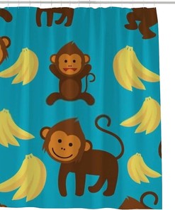 Little Monkey Bathroom Shower Curtain - Fun Animal-themed Bathroom Decor for Kids 