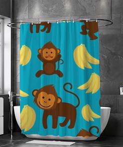 Little Monkey Bathroom Shower Curtain - Fun Animal-themed Bathroom Decor for Kids