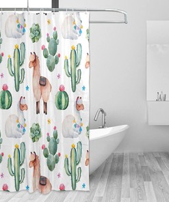 Llama Cactus Shower Curtain - Modern Home Bathroom Hotel Spa Decorations