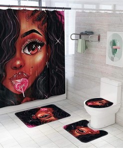 Lollipop Girl African American Shower Curtain - Bathroom Curtain Decor