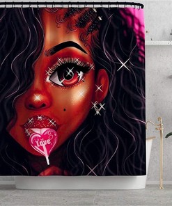 Lollipop Girl African American Shower Curtain - Bathroom Curtain Decor