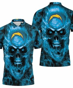 Los Angeles Chargers NFL Fans Skull - 3D All Over Print Polo Shirt