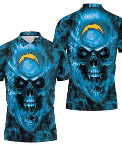 Los Angeles Chargers NFL Fans Skull - All Over Print Polo Shirt
