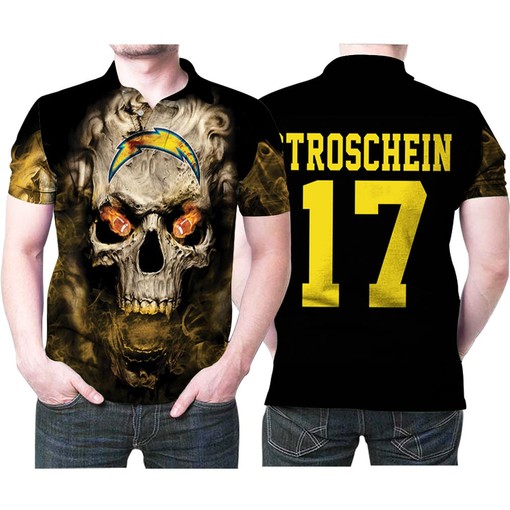 Los Angeles Chargers Stroschenin 17 NFL American Football Team Logo - Lava Skull - Gift for Fans Polo Shirt