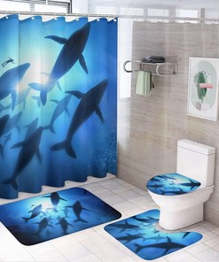 Lots of Sharks Shower Curtain for Bathroom Decor, Waterproof for a Fun Time