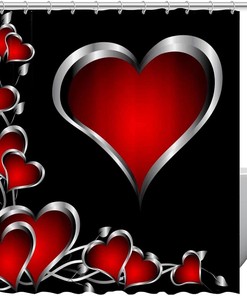 Love Heart Pattern Shower Curtain for Home Decor on Valentines Day with Pattern Design