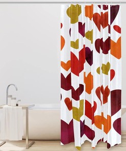 Love Heart Print Shower Curtain with Vibrant Colors for Romantic Bathroom Decor