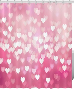 Love Heart Shower Curtain for Bathroom Decor on Wedding Day
