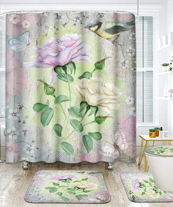 Lovely Vintage Butterfly Flower Shower Curtain for Spring Vibes 