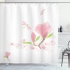 Magnolia Flower Print Shower Curtain, Water Resistant Fabric, Bathroom Decor