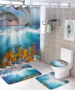 Majestic Dolphin Jumping Shower Curtain for Waterproof and Serene Bathroom Decor