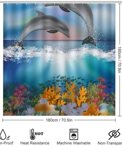 Majestic Dolphin Jumping Shower Curtain for Waterproof and Serene Bathroom Decor