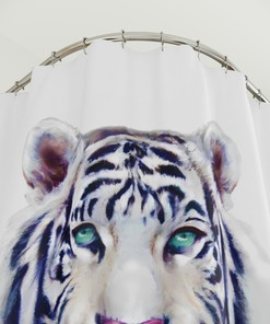 Majestic White Tiger Shower Curtain - Home Bathroom Decor