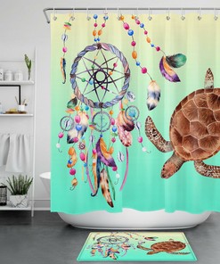Marine Life Colorful Dreamcatcher Boho Shower Curtain for Bathroom Decor 